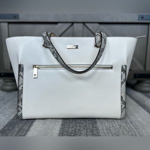 Kate Spade cream and snakeskin tote.